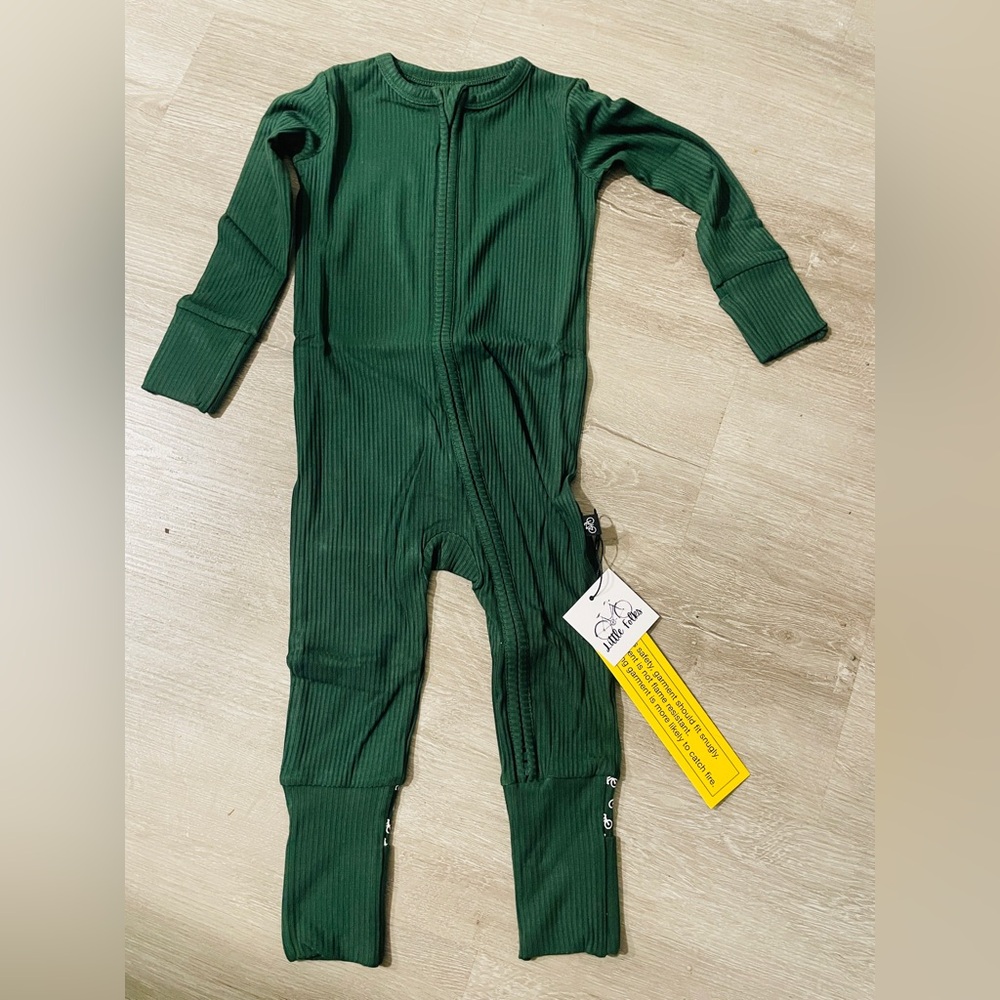 Little Folks Bamboo Ribbed Convertible Zippy – Forest Green (12–18M)